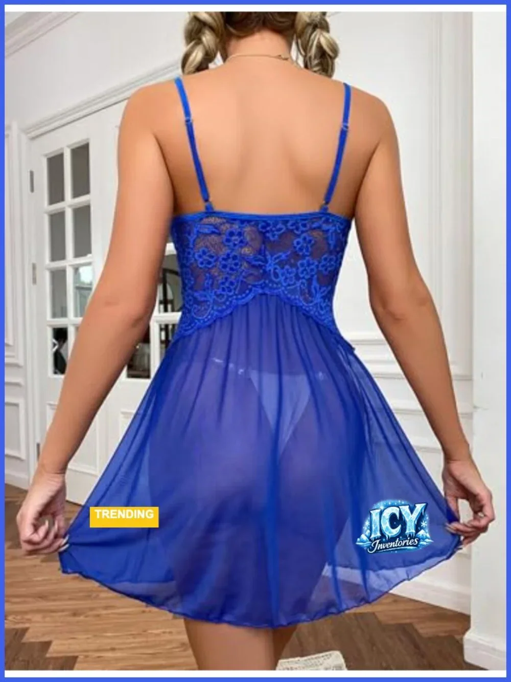 Sheer Lace Babydoll Lingerie Chemise High Slit Sleepwear